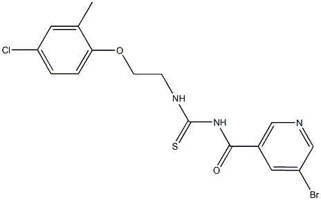 N-[(5-bromo-3-pyridinyl)carbonyl]-N'-[2-(4-chloro-2-methylphenoxy)ethyl]thiourea Struktur