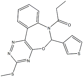 3-(methylsulfanyl)-7-propionyl-6-(3-thienyl)-6,7-dihydro[1,2,4]triazino[5,6-d][3,1]benzoxazepine Struktur