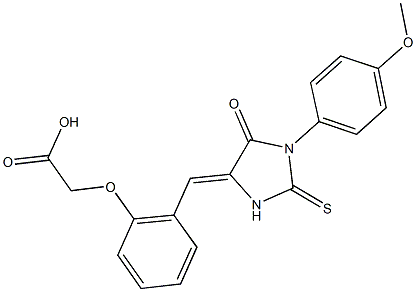 (2-{[1-(4-methoxyphenyl)-5-oxo-2-thioxo-4-imidazolidinylidene]methyl}phenoxy)acetic acid Struktur