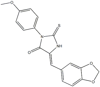 5-(1,3-benzodioxol-5-ylmethylene)-3-(4-methoxyphenyl)-2-thioxo-4-imidazolidinone Struktur