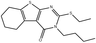 3-butyl-2-(ethylsulfanyl)-5,6,7,8-tetrahydro[1]benzothieno[2,3-d]pyrimidin-4(3H)-one Struktur