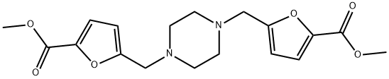 methyl 5-[(4-{[5-(methoxycarbonyl)-2-furyl]methyl}-1-piperazinyl)methyl]-2-furoate Struktur