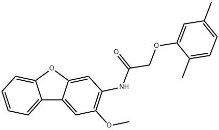 2-(2,5-dimethylphenoxy)-N-(2-methoxydibenzo[b,d]furan-3-yl)acetamide Struktur