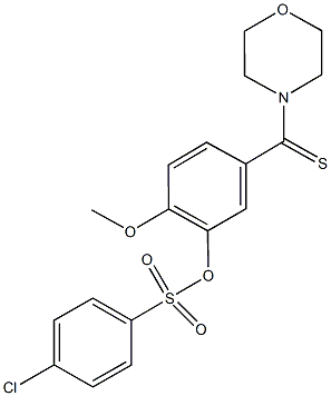 2-methoxy-5-(4-morpholinylcarbothioyl)phenyl 4-chlorobenzenesulfonate Struktur