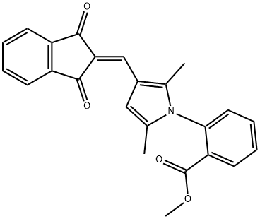 methyl 2-{3-[(1,3-dioxo-1,3-dihydro-2H-inden-2-ylidene)methyl]-2,5-dimethyl-1H-pyrrol-1-yl}benzoate Struktur