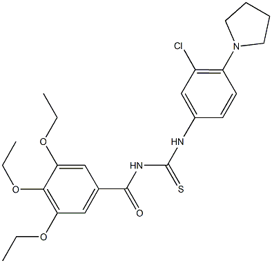 N-[3-chloro-4-(1-pyrrolidinyl)phenyl]-N'-(3,4,5-triethoxybenzoyl)thiourea Struktur