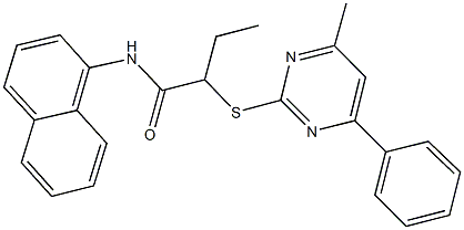 2-[(4-methyl-6-phenyl-2-pyrimidinyl)sulfanyl]-N-(1-naphthyl)butanamide Struktur