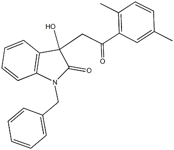 1-benzyl-3-[2-(2,5-dimethylphenyl)-2-oxoethyl]-3-hydroxy-1,3-dihydro-2H-indol-2-one Struktur