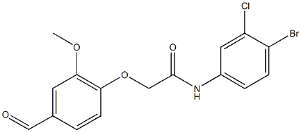 N-(4-bromo-3-chlorophenyl)-2-(4-formyl-2-methoxyphenoxy)acetamide Struktur