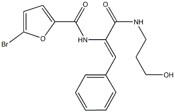 5-bromo-N-(1-{[(3-hydroxypropyl)amino]carbonyl}-2-phenylvinyl)-2-furamide Struktur