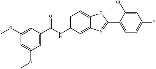 N-[2-(2-chloro-4-fluorophenyl)-1,3-benzoxazol-5-yl]-3,5-dimethoxybenzamide Struktur