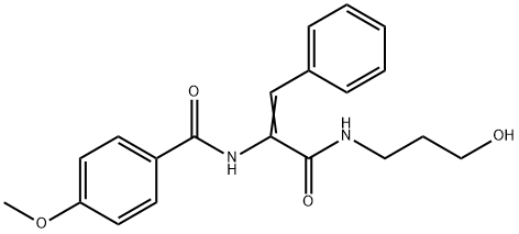 N-(1-{[(3-hydroxypropyl)amino]carbonyl}-2-phenylvinyl)-4-methoxybenzamide Struktur