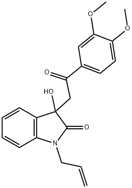 1-allyl-3-[2-(3,4-dimethoxyphenyl)-2-oxoethyl]-3-hydroxy-1,3-dihydro-2H-indol-2-one Struktur