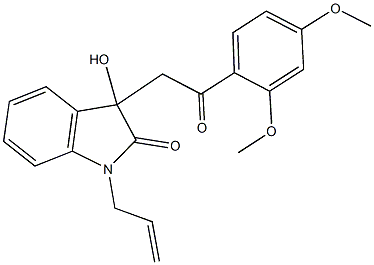 1-allyl-3-[2-(2,4-dimethoxyphenyl)-2-oxoethyl]-3-hydroxy-1,3-dihydro-2H-indol-2-one Struktur