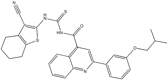 N-(3-cyano-4,5,6,7-tetrahydro-1-benzothien-2-yl)-N'-{[2-(3-isobutoxyphenyl)-4-quinolinyl]carbonyl}thiourea Struktur