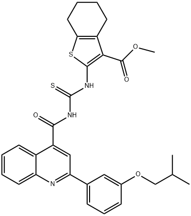 methyl 2-{[({[2-(3-isobutoxyphenyl)-4-quinolinyl]carbonyl}amino)carbothioyl]amino}-4,5,6,7-tetrahydro-1-benzothiophene-3-carboxylate Struktur