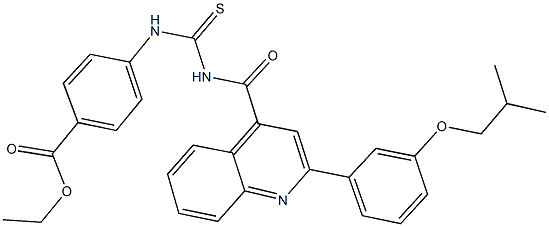 ethyl 4-{[({[2-(3-isobutoxyphenyl)-4-quinolinyl]carbonyl}amino)carbothioyl]amino}benzoate Struktur