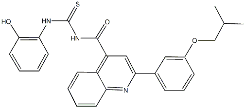 N-(2-hydroxyphenyl)-N'-{[2-(3-isobutoxyphenyl)-4-quinolinyl]carbonyl}thiourea Struktur