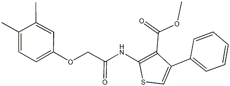 methyl 2-{[(3,4-dimethylphenoxy)acetyl]amino}-4-phenyl-3-thiophenecarboxylate Struktur