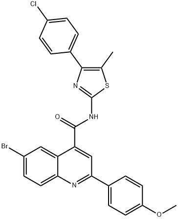 6-bromo-N-[4-(4-chlorophenyl)-5-methyl-1,3-thiazol-2-yl]-2-(4-methoxyphenyl)-4-quinolinecarboxamide Struktur