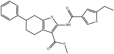 methyl 2-{[(5-ethyl-3-thienyl)carbonyl]amino}-6-phenyl-4,5,6,7-tetrahydro-1-benzothiophene-3-carboxylate Struktur