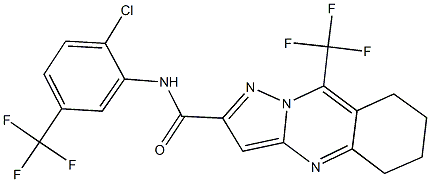 N-[2-chloro-5-(trifluoromethyl)phenyl]-9-(trifluoromethyl)-5,6,7,8-tetrahydropyrazolo[5,1-b]quinazoline-2-carboxamide Struktur