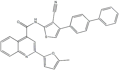 N-(4-[1,1'-biphenyl]-4-yl-3-cyano-2-thienyl)-2-(5-methyl-2-furyl)-4-quinolinecarboxamide Struktur