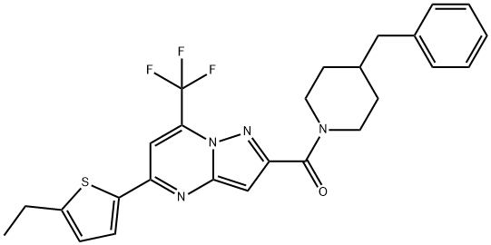 2-[(4-benzyl-1-piperidinyl)carbonyl]-5-(5-ethyl-2-thienyl)-7-(trifluoromethyl)pyrazolo[1,5-a]pyrimidine Struktur