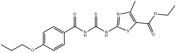 ethyl 4-methyl-2-({[(4-propoxybenzoyl)amino]carbothioyl}amino)-1,3-thiazole-5-carboxylate Struktur