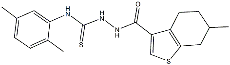 N-(2,5-dimethylphenyl)-2-[(6-methyl-4,5,6,7-tetrahydro-1-benzothien-3-yl)carbonyl]hydrazinecarbothioamide Struktur