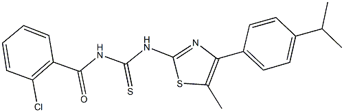 N-(2-chlorobenzoyl)-N'-[4-(4-isopropylphenyl)-5-methyl-1,3-thiazol-2-yl]thiourea Struktur