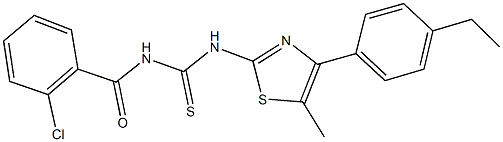 N-(2-chlorobenzoyl)-N'-[4-(4-ethylphenyl)-5-methyl-1,3-thiazol-2-yl]thiourea Struktur