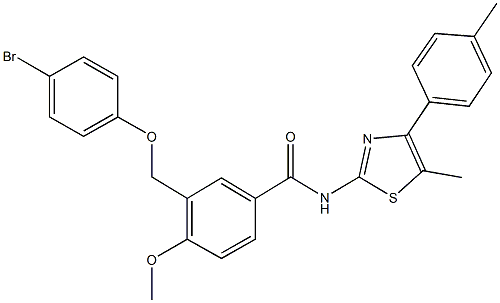 3-[(4-bromophenoxy)methyl]-4-methoxy-N-[5-methyl-4-(4-methylphenyl)-1,3-thiazol-2-yl]benzamide Struktur