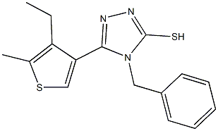 4-benzyl-5-(4-ethyl-5-methyl-3-thienyl)-4H-1,2,4-triazole-3-thiol Struktur