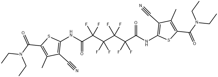 N~1~,N~6~-bis{3-cyano-5-[(diethylamino)carbonyl]-4-methyl-2-thienyl}-2,2,3,3,4,4,5,5-octafluorohexanediamide Struktur