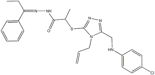 2-({4-allyl-5-[(4-chloroanilino)methyl]-4H-1,2,4-triazol-3-yl}sulfanyl)-N'-(1-phenylpropylidene)propanohydrazide Struktur