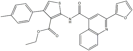 ethyl 2-({[2-(2-furyl)-4-quinolinyl]carbonyl}amino)-4-(4-methylphenyl)-3-thiophenecarboxylate Struktur