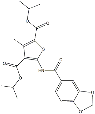 diisopropyl 5-[(1,3-benzodioxol-5-ylcarbonyl)amino]-3-methyl-2,4-thiophenedicarboxylate Struktur