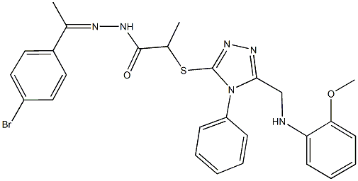 N'-[1-(4-bromophenyl)ethylidene]-2-({5-[(2-methoxyanilino)methyl]-4-phenyl-4H-1,2,4-triazol-3-yl}sulfanyl)propanohydrazide Struktur