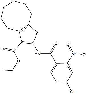 ethyl 2-({4-chloro-2-nitrobenzoyl}amino)-4,5,6,7,8,9-hexahydrocycloocta[b]thiophene-3-carboxylate Struktur