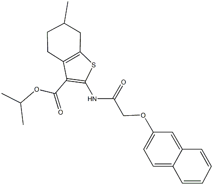 isopropyl 6-methyl-2-{[(2-naphthyloxy)acetyl]amino}-4,5,6,7-tetrahydro-1-benzothiophene-3-carboxylate Struktur