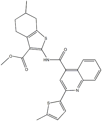 methyl 6-methyl-2-({[2-(5-methyl-2-thienyl)-4-quinolinyl]carbonyl}amino)-4,5,6,7-tetrahydro-1-benzothiophene-3-carboxylate Struktur