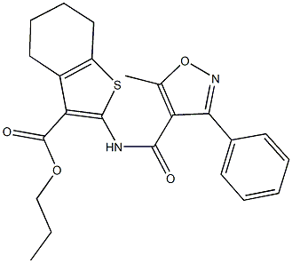 propyl 2-{[(5-methyl-3-phenyl-4-isoxazolyl)carbonyl]amino}-4,5,6,7-tetrahydro-1-benzothiophene-3-carboxylate Struktur