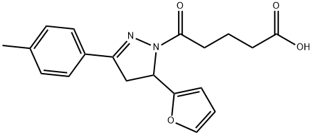 5-[5-(2-furyl)-3-(4-methylphenyl)-4,5-dihydro-1H-pyrazol-1-yl]-5-oxopentanoic acid Struktur