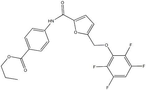 propyl 4-({5-[(2,3,5,6-tetrafluorophenoxy)methyl]-2-furoyl}amino)benzoate Struktur