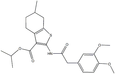 isopropyl 2-{[(3,4-dimethoxyphenyl)acetyl]amino}-6-methyl-4,5,6,7-tetrahydro-1-benzothiophene-3-carboxylate Struktur