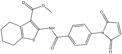 methyl 2-{[4-(2,5-dioxo-2,5-dihydro-1H-pyrrol-1-yl)benzoyl]amino}-4,5,6,7-tetrahydro-1-benzothiophene-3-carboxylate Struktur