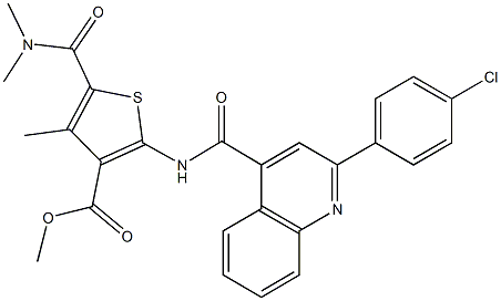 methyl 2-({[2-(4-chlorophenyl)-4-quinolinyl]carbonyl}amino)-5-[(dimethylamino)carbonyl]-4-methyl-3-thiophenecarboxylate Struktur