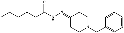 N'-(1-benzyl-4-piperidinylidene)hexanohydrazide Struktur