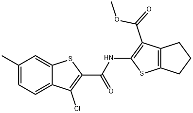 methyl 2-{[(3-chloro-6-methyl-1-benzothien-2-yl)carbonyl]amino}-5,6-dihydro-4H-cyclopenta[b]thiophene-3-carboxylate Struktur